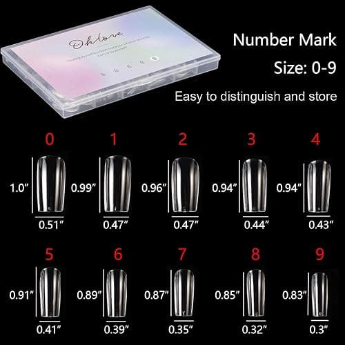 500PCS Square Shaped Clear Acrylic Nails Tips Full Cover with Case for DIY Nail Art thumbnail 3