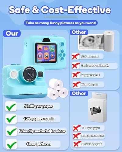 Dylanto Kids Camera Instant Print,1080P Kids Instant Cameras That Print Photos,Christmas Birthday Gifts for Girls Age 3-12,Portable Toy for 3 4 5 6 7 8 9 10 Year Old Girls Boys-Blue thumbnail 5