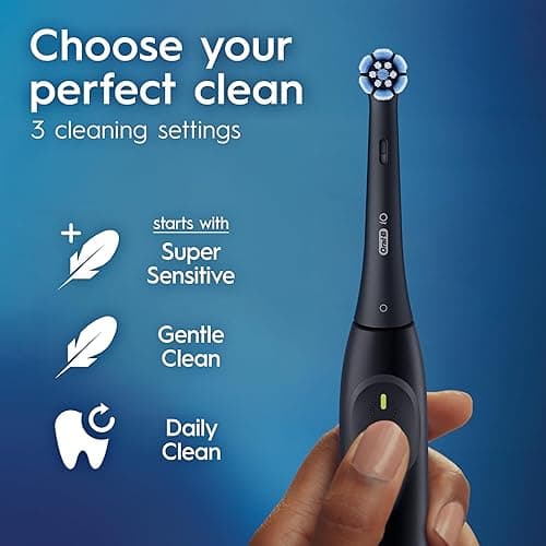 Oral-B iO Series 2 Rechargeable Electric Powered Toothbrush Starter Kit, Night Black with 2 Brush Heads - Automatic Pressure Sensor to Protect Gums - 3 Modes - 2 Min Timer thumbnail 6