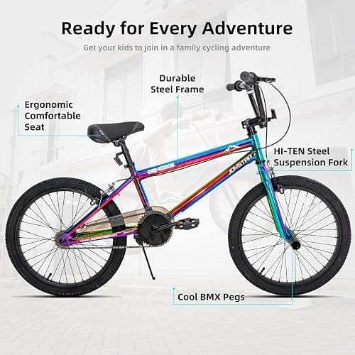 JOYSTAR 20 Inch Kids BMX Bike for Boys and Girls Age 7-12 | Freestyle Bicycle for Beginner Level Riders with Dual Hand Brakes & 2 Pegs | 20" Kids Bike thumbnail 2