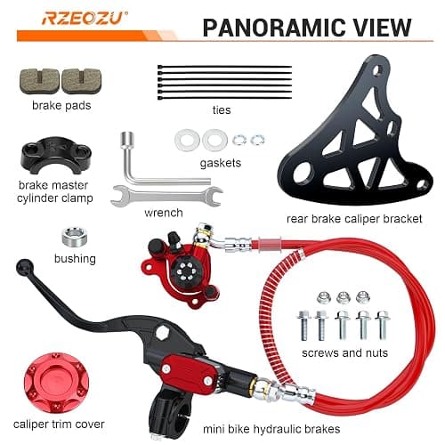 RZEOZU Mini Bike Hydraulic Brake Kit with Rear Caliper Mount Bracket Adapter Compatible with Monster Mega Moto 80cc 105cc MMB80 MMB105 Minibike GMB100 Coleman RB100 Powersports Parts thumbnail 9
