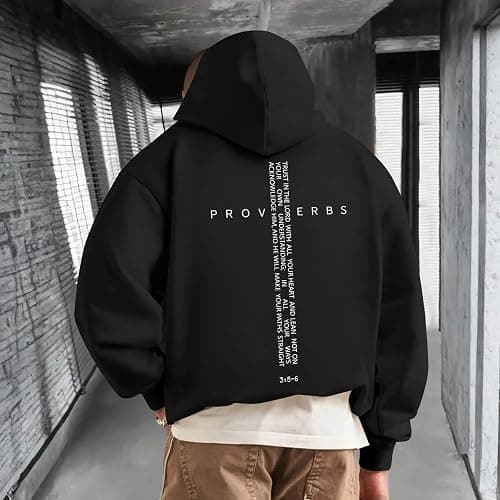 Lubpow Christian Hoodies for Men Inspirational Religious Faith Cross Sweatshirts Vintage Bible Verse Graphic Hoodie Pullover thumbnail 5