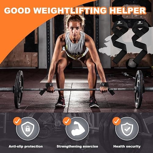 NEALFIT Lifting Straps for Weightlifting, Wrist Straps for Weightlifting, Deadlifts, Bodybuilding, Strength Training, Weight Lifting Straps for Men&Women thumbnail 6
