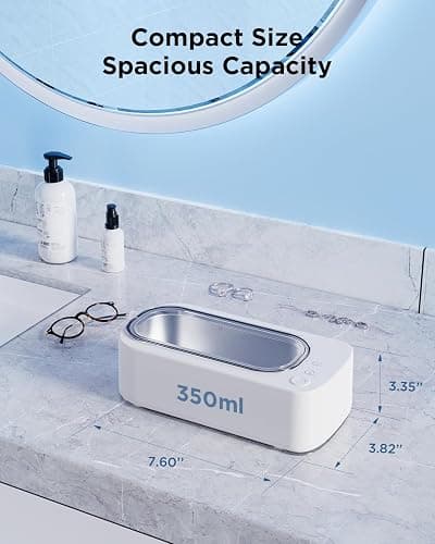 OSLTWI Ultrasonic Jewelry Cleaner Machine: 48KHz Ultra Sonic Cleaner for Jewelry,Eyeglass,Rings,Watch Band,Dentures,with Dual Cleaning Modes,350ML 304 Stainless Steel Tank,Gift for Wife,Mom,Daughter thumbnail 6