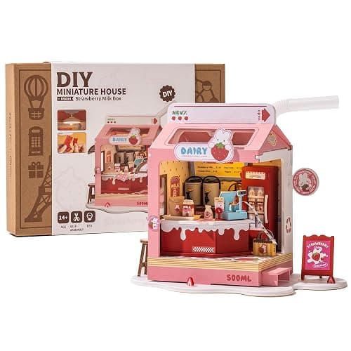 Wowood DIY Mini House Building Miniature Kit Milkbox, Miniverse Lifestyle Bookshelf Decoration, Cute Craft Kits for Women or Girls 14+, Kawaii Gifts Hobbies for Crafters (Strawberry Milkbox) thumbnail 9