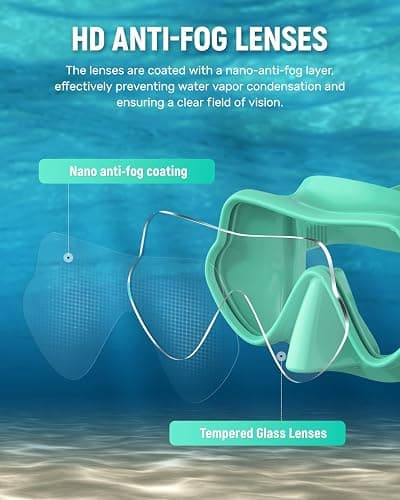 W WSTOO Snorkel Diving Mask,Adults Swim Goggles with Nose Cover,Panoramic Anti Glare HD Tempered Glass,Lens Anti Fog Coating Treatment,Effectively Preventing Fogging thumbnail 2