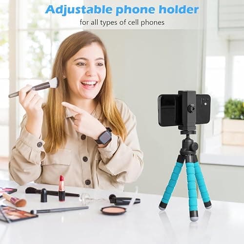 Ubeesize Portable Tripod Stand with Wireless Remote & Clip, Flexible Phone Holder for Video Recording (Blue) thumbnail 5