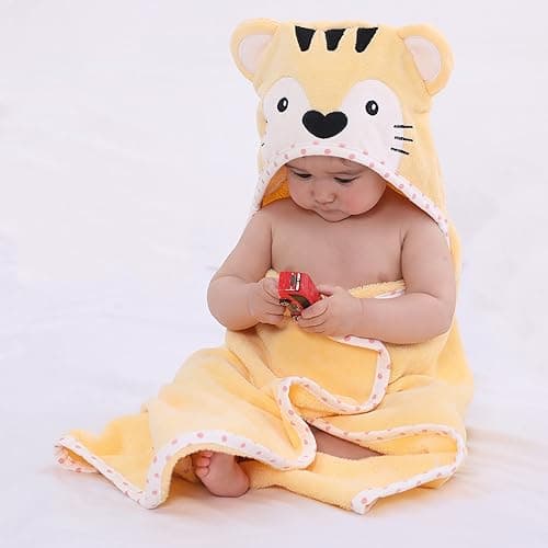 TBEZY Baby Hooded Towel with Unique Animal Design Ultra Soft Thick Cotton Bath Towel for Newborn (Tiger) thumbnail 5