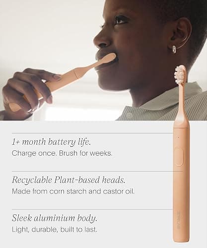 SURI Pro Sonic Electric Toothbrush | Over 4+ Weeks Battery | Pressure Sensor | Aluminium Body | 2-Minute Timer | Plant-Based Heads | Pink thumbnail 8