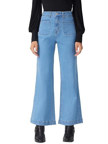 CIDER Womens Wide Leg Jeans High Waisted Stretchy Denim Flared Pants with Pockets thumbnail 3