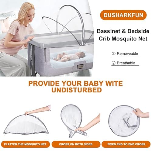 FORNORM Mosquito Net for Travel Cot, Insect Cat Net Zipper Mosquito Net for Baby Bed, Baby Crib, Bassinet, Bedside Sleeper(White, for 39x22" Cot) thumbnail 4