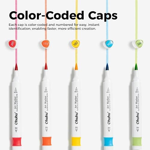Ohuhu Alcohol Markers 80 Colors Brush& Fine for Beginners Adults Coloring | Art Marker for Illustration Sketching, Dual Tips Alcohol-based Drawing Markers with Blender Storage Case, Great Value Pack thumbnail 4