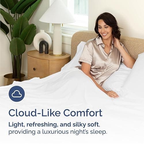 100% Rayon Derived From Bamboo - Bamboo Sheets Twin XL Size - Cooling Sheets for Twin XL - Soft, Breathable & Hotel Luxury Bedding - 1 Flat & 1 Fitted & 1 Pillowcase w/ 16 Inch Deep Pockets - White thumbnail 6