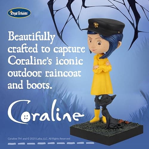 Royal Bobbles Coraline with The Cat – 6.5 Inches Tall – Collectible Bobblehead Statue thumbnail 3