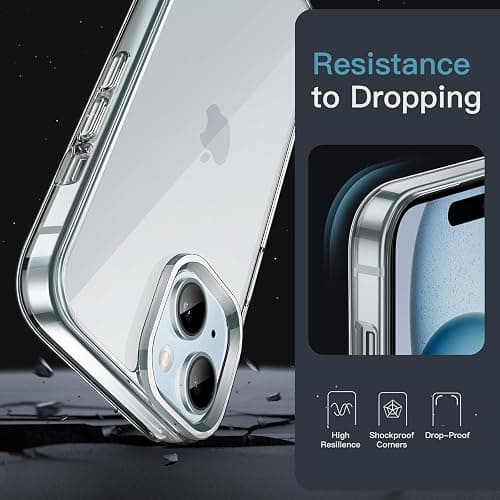 JETech Case for iPhone 15 6.1-Inch, Non-Yellowing Shockproof Phone Bumper Cover, Anti-Scratch Clear Back (Clear) thumbnail 5