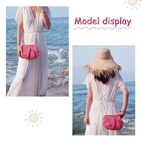 Emprier Straw Clutch Purse for Women Cloud Dumpling Pouch Straw Crossbody Shoulder Handbag Summer Beach Woven Bag thumbnail 6
