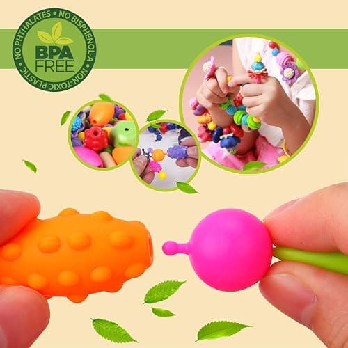 BIRANCO. Pop Beads, Jewelry Making Kit - Arts and Crafts for Girls 3-7 Years Old, Snap Beads Toys - Necklace, Bracelet, Ring Creative DIY Set - 520 pcs thumbnail 3