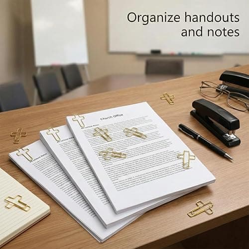 70 Pack Gold Cross Paper Clips, Decorative Paper Clips and Bookmarks for Bible Study, Journaling, Church Office and Home Use thumbnail 6