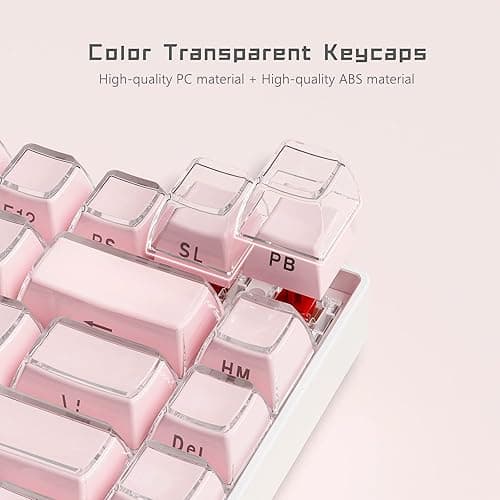 Womier Keycaps, Crystal Jelly Keycaps 60 65 75 100 Percent, Side Printed Key caps Custom113 Keys, OEM Profile for 61/68/84/87/98/100 Cherry Gateron MX Mechanical, Pink - Pink thumbnail 2
