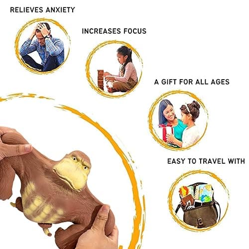 YHan Stretchy Monkey Fidget Toy Squishy Stress Relief for Kids & Adults, Gorilla Squishy Toy, Stretchable & Squeezable Sensory Toys for Anxiety Relief (Medium, Brown) thumbnail 8