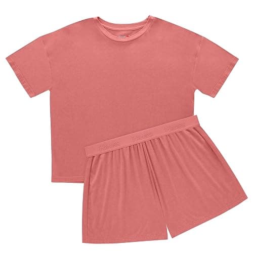 Hanes Women's Originals 2 Piece Lounge, Comfywear Supersoft Boxy T-Shirt & Sleep Shorts Loungewear Set - Medium - Natural Cedar/Natural Cedar thumbnail 3