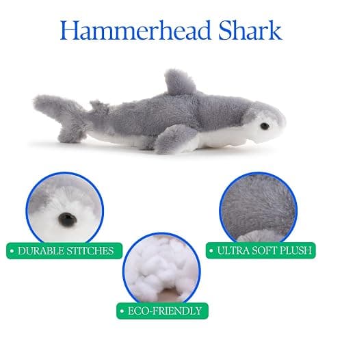The Petting Zoo Hammerhead Shark Stuffed Animal Plushie, Gifts for Kids, Scoopz Animals, Shark Plush Toy, 10 inches thumbnail 8