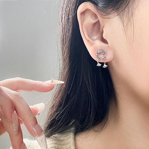 Frog Earrings Gift for Girls Kids Teen Girl Gifts Trendy Stuff Jewelry | Sterling Silver Post Hypoallergenic Stud Earrings, Cute Cool Stuff thumbnail 4