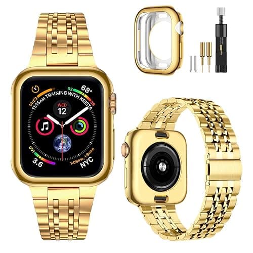 MioHHR Compatible with Apple Watch band 38mm/40mm/41mm/42mm/44mm/45mm/46mm, Solid Stainless Steel Metal Strap for iWatch Series 11/10/SE/9/8/7/6/5/4/3/2/1 Men and Women - Image 1