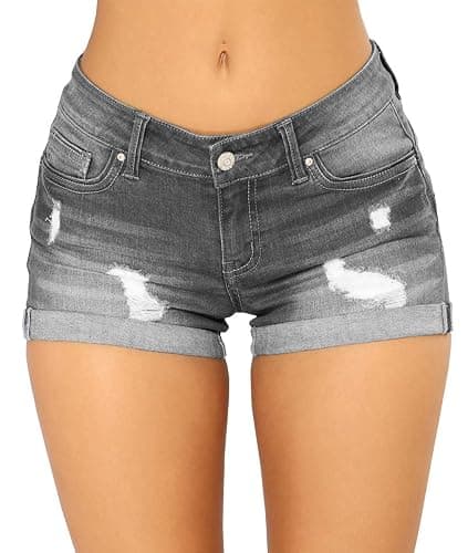 Govc Women Casual Summer Mid Waist Stretchy Denim Jean Shorts Junior Short Jeans - Image 1