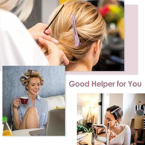 AIMIKE 4pcs Hair Clips for Styling: Sectioning No Crease Duck Billed Clips with Silicone Band, Salon Roller Clips for Women thumbnail 5