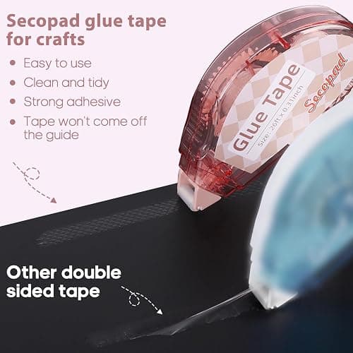 Secopad Scrapbook Tape, 4 Pack Double Sided Tape Roller for Crafts, Adhesive Glue Runner Scrapbooking Supplies Journaling School Office Teacher Supplies for Kids and Adults, 0.3IN x 26FT thumbnail 2