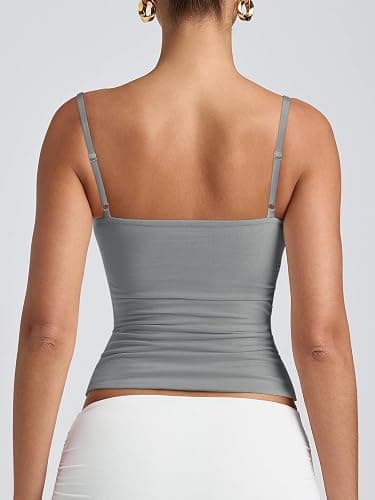 PINKMSTYLE Women's Basic Double Lined Scoop Neck Tank Tops Adjustable Cami Tank Summer Sleeveless Tops thumbnail 7