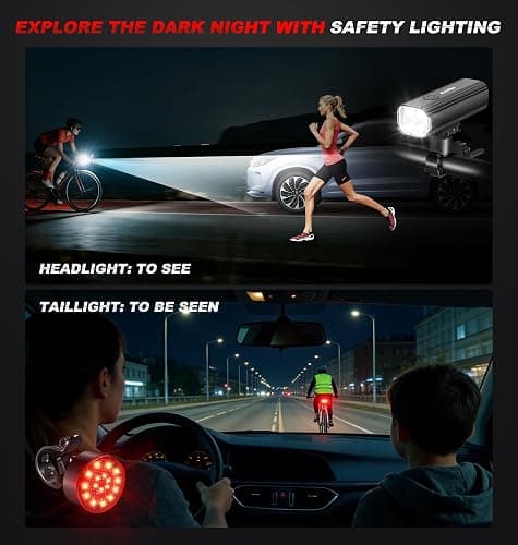 Ascher 1000 Lumens Super Bright Bike Lights for Night Riding, Type-C USB Rechargeable Bike Light Front and Back, 4 Light Modes, Waterproof Bicycle Headlight & Rear Taillight for Road Commuter Cycling thumbnail 6