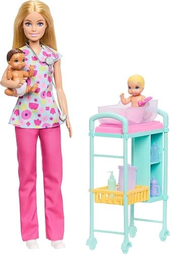 Barbie Careers Baby Doctor Playset with Blonde Fashion Doll, 2 Baby Dolls, Exam Table & Accessories thumbnail 5