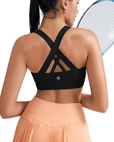 RUNNING GIRL Sports Bras for Women,Padded Strappy Sports Bras Criss-Cross Back Medium Support Sports Bras with Removable Cups thumbnail 3