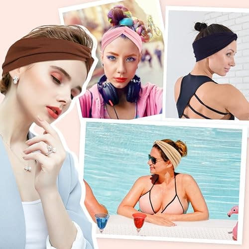 Panleding 12 Pcs Stretchy Headbands for Women, Absorbed Sport Headband Soft Twist Knotted Headbands for Daily Life Yoga Workout thumbnail 6
