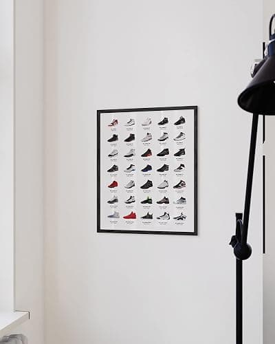 HAUS AND HUES Sneaker Posters for Guys - Michael Jordan Shoes Poster, Sneaker Wall Art Cool Posters for Guys Bedroom, Dope Prints Sneakerhead Room Decor, Shoe Poster Cool Art 12”x16” (Black Framed) thumbnail 2