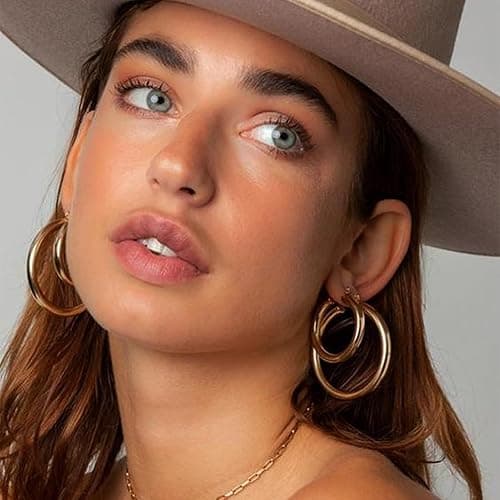 42 Pairs Gold Hoop Earrings Set for Women, Fashion Chunky Pearl Earrings Multipack Twisted Statement Earring Pack, Hypoallergenic Small Big Hoops Earrings for Birthday Party thumbnail 5