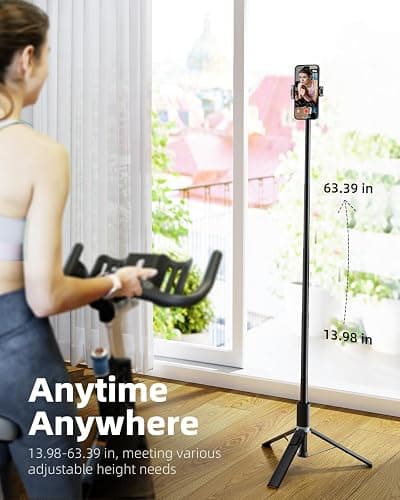 TODI 63" Cell Phone Selfie Stick Tripod, Portable Tripod for iPhone with Wireless Remote, Extendable Smartphone Stand, All-in-1, Compatible with iPhone/Android thumbnail 8