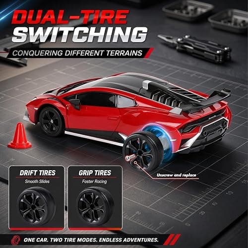 YESHIN 1：24 Lamborghini Haracan Drifting Car Red, Lamborghini Toy Car, RC Cars for Boys Age 8-12, 2.4GHz Remote Control Car with Light thumbnail 6