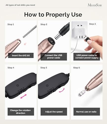 MelodySusie Pen-Shaped Portable USB Nail Drill, PC120I 20000RPM Electric Nail File with Compact Design for All Nail Care, Manicure Polishing, Shaping & Gel Removal at Home for Beginners thumbnail 5