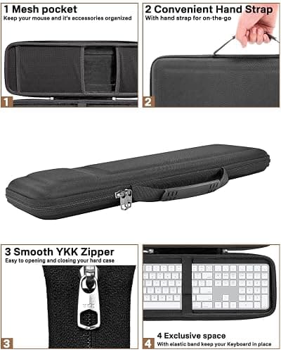 RAIACE Hard Storage Case Compatible with Apple Magic Keyboard + Magic Mouse. (Case Only) - Black thumbnail 3