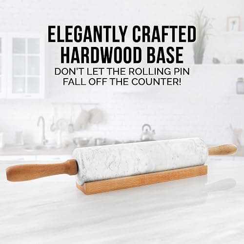 Zulay Kitchen 17-Inch Marble Rolling Pin With Stand - Polished Marble Rolling Pins For Baking With Long Beechwood Handle - Non-stick Roller Pin For Baking Pastries, Bread & Pizza thumbnail 6