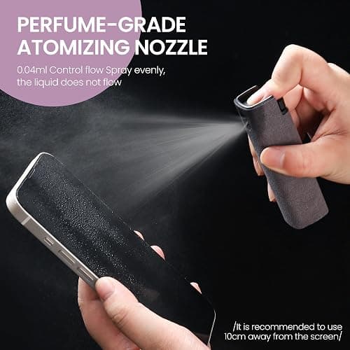 ZERNBER Screen Cleaner, Touch Screen Mist Cleaner, Cell Phone, Laptop and Tablet Screen, 3-in-1 Spray and Microfiber Cloth, Refillable with Water, Alcohol, Sanitizer (Pink -0.35oz) thumbnail 6