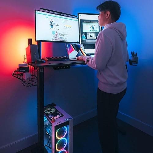 MotionGrey - 55 x 24Inch Electric Motor Height Adjustable Standing Desk, Ergonomic Stand Up Desk, Adjustable Computer Sit Stand Desk Stand - Black Frame Single Motor with Table Top - Black - 55*24 Inch thumbnail 2