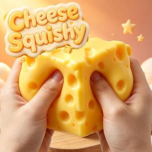 Cheese Squishy Stress Relief Original Sensory Food Squishy Stress Relief Fidget Toy Stress Balls for Adults (Yellow-1PC) thumbnail 3