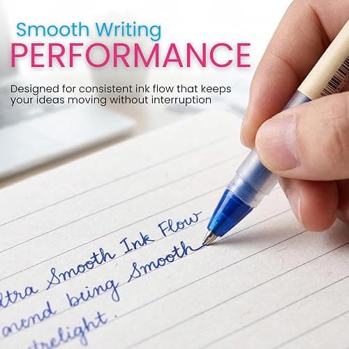 Muji 0.5mm Gel Pens - Pack of 10 Cap Type Smooth Ballpoint Pens, Fine Point Smear & Smudge-Free Gel pens for Journaling, Note Taking & Professional Office Work - Black, Blue, Red, & Dark Blue thumbnail 2
