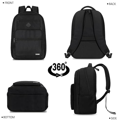 LIECDRO Black Backpack for Men, School Backpack for Boys Teens,15.6 inch Laptop Back Pack with Reinforced Straps, Backpacks for School Business Work College Travel, College Book Bag, Bookbag thumbnail 7