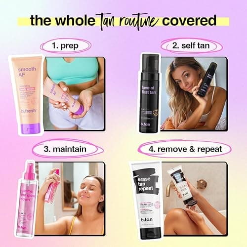 b.tan Violet Self Tanner Kit | Fall In Love at First Tan Bundle - Dark Tanning Mousse w Mitt Applicator, 1 Hour Express Foam, Best Bronzing Glow, No Orange Tones or Fake Tan Smell, Vegan, 6.7 Fl Oz thumbnail 6