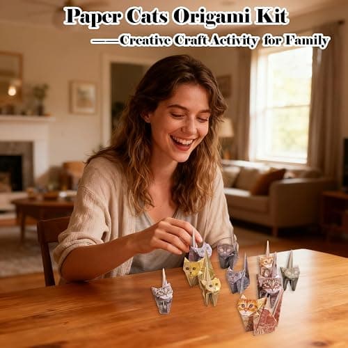 Dreaku Paper Cats Origami Kit, 50pcs DIY 3D Origami Animal Kit, Creative Craft Activity for Adults Kids Animal Lovers, Handmade Cat Desk Decoration Gift (Cat) thumbnail 6